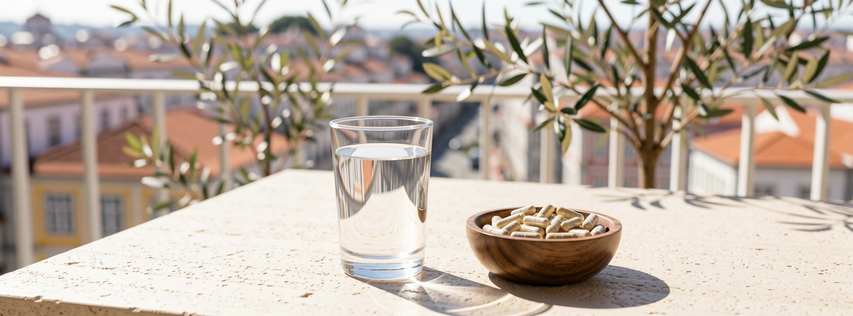 Suplementos naturais num ambiente sereno